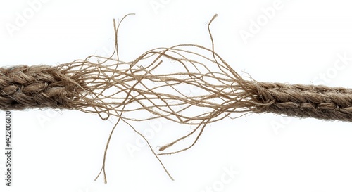 Obraz na płótnie Closeup of Frayed Brown Shoelace End Isolated on White w salonie