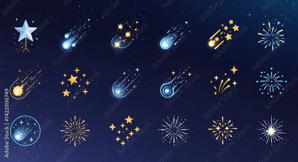 Star and firework illustration Star and firework illustration