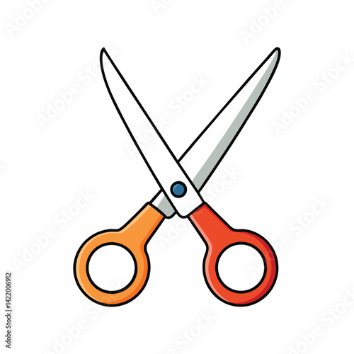 Scissor Vector Illustration. Sharp cutting tool with handles, scissor design, tool icon, vector art, and precision equipment.

