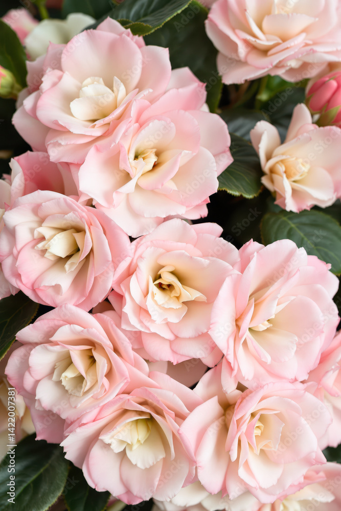 close-up of a cluster of light pink blossoms with delicate petals close-up of a cluster of light pink blossoms with delicate petals