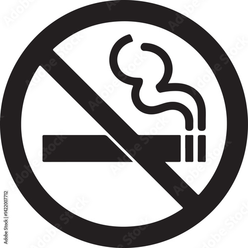No Smoking prohibition icons, smoking addiction silhouette vector illustration