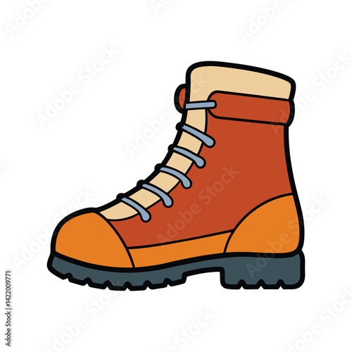 Hiking Boots Vector Illustration. Outdoor footwear design, rugged trekking gear, adventure essentials, and durable hiking boots vector art.