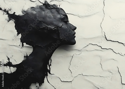 Abstract female portrait, textured background