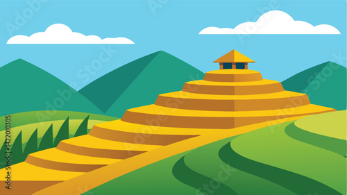 river valley landscape background illustration
