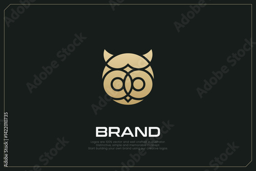 Owl Smart Animals Vector Logo Gold