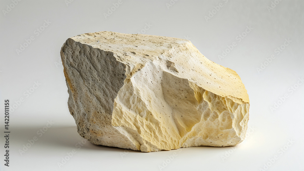 Beige Rock Formation On White Background For Mockups Or Presentation Backdrop Beige Rock Formation On White Background For Mockups Or Presentation Backdrop