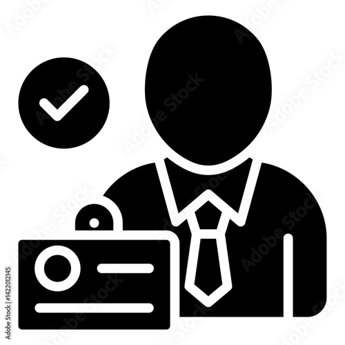 Employee Glyph Icon, Verified Employee ID Card