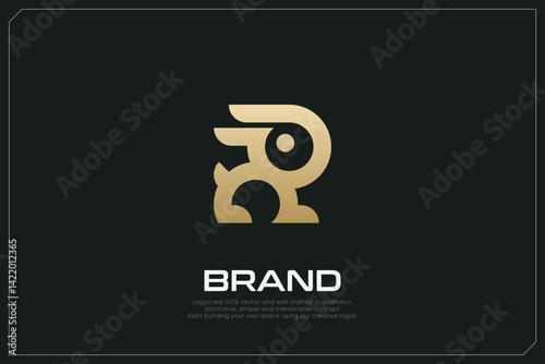 Rabbit Bunny Animals Vector Logo Gold