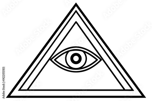 All Seeing Eye Symbol in Triangle | Illuminati Icon for Conspiracy Theories, Spirituality, and Esoteric Design Projects