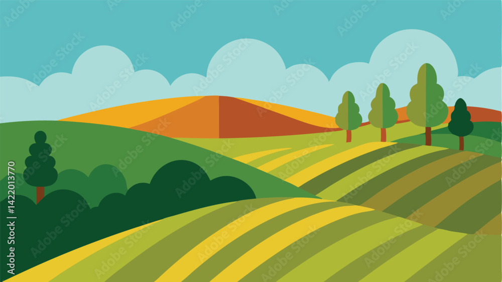 Obraz premium sunset silhouette over hilltops landscape scene