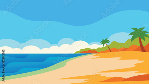 watercolor style beach landscape background