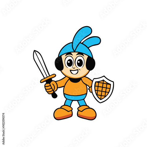fantasy themed cartoon boy dressed as knight