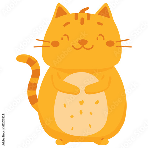 Cat cute ginger cartoon flat illustration isolated white backgrounds mammal SVG. vector on transparent background.