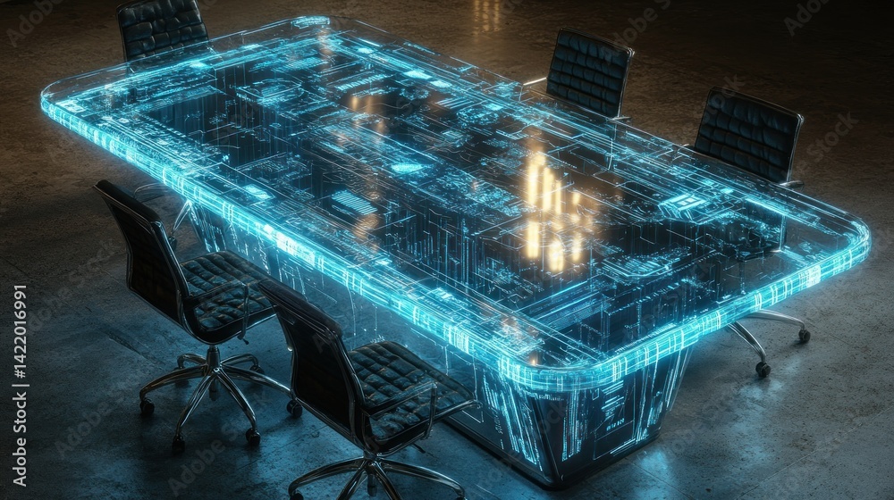 Futuristic Conference Table: A Vision of Modern Technology in Business