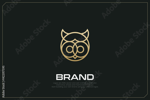 Owl Smart Animals Vector Logo Gold