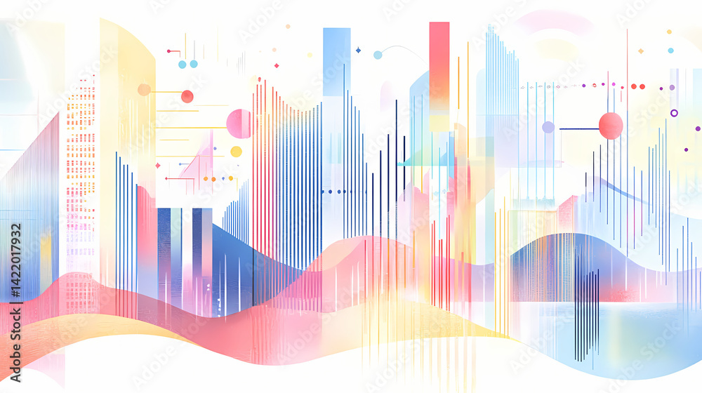 Bar charts and line graphs with upward arrows on a white background, representing stock market growth, business trends, and analytics concepts. Dreamwoven Pattern. Illustration