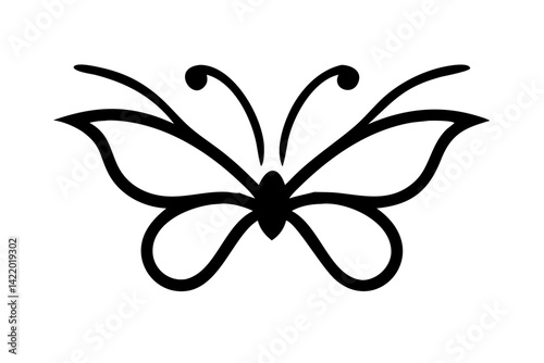 Butterfly Vector Illustration - Simple Line Art Silhouette for Logo Design, Decoration and Tattoo Art
