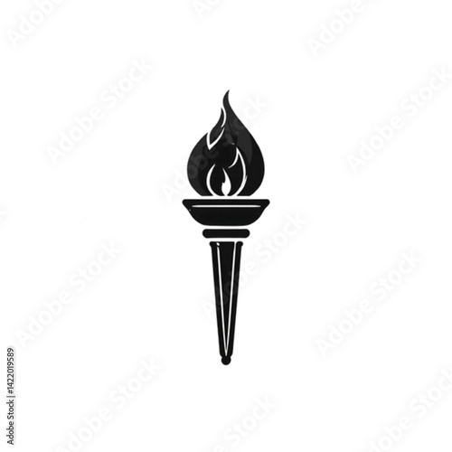 Torch Icon with Flame – Vector Illustration