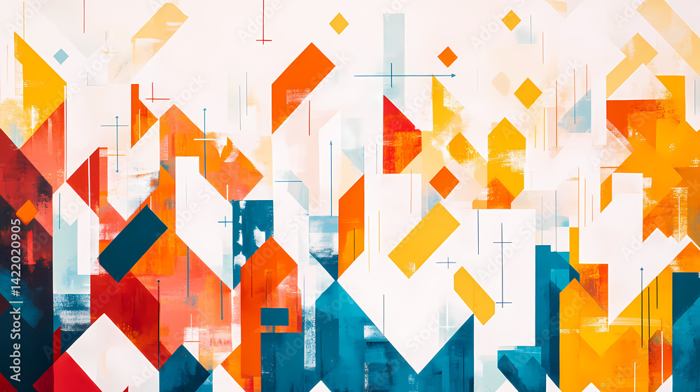 Bar charts and line graphs with upward arrows on a white background, representing stock market growth, business trends, and analytics concepts. Dreamwoven Pattern. Illustration