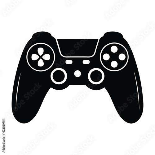 Silhouette of a stylized game controller on white background