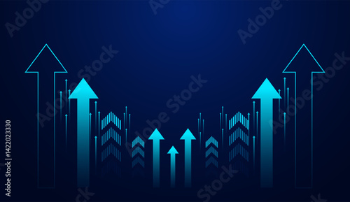 The up trend investment economy graph strategy. market chart profit money. vector illustration. growth Arrows in technology