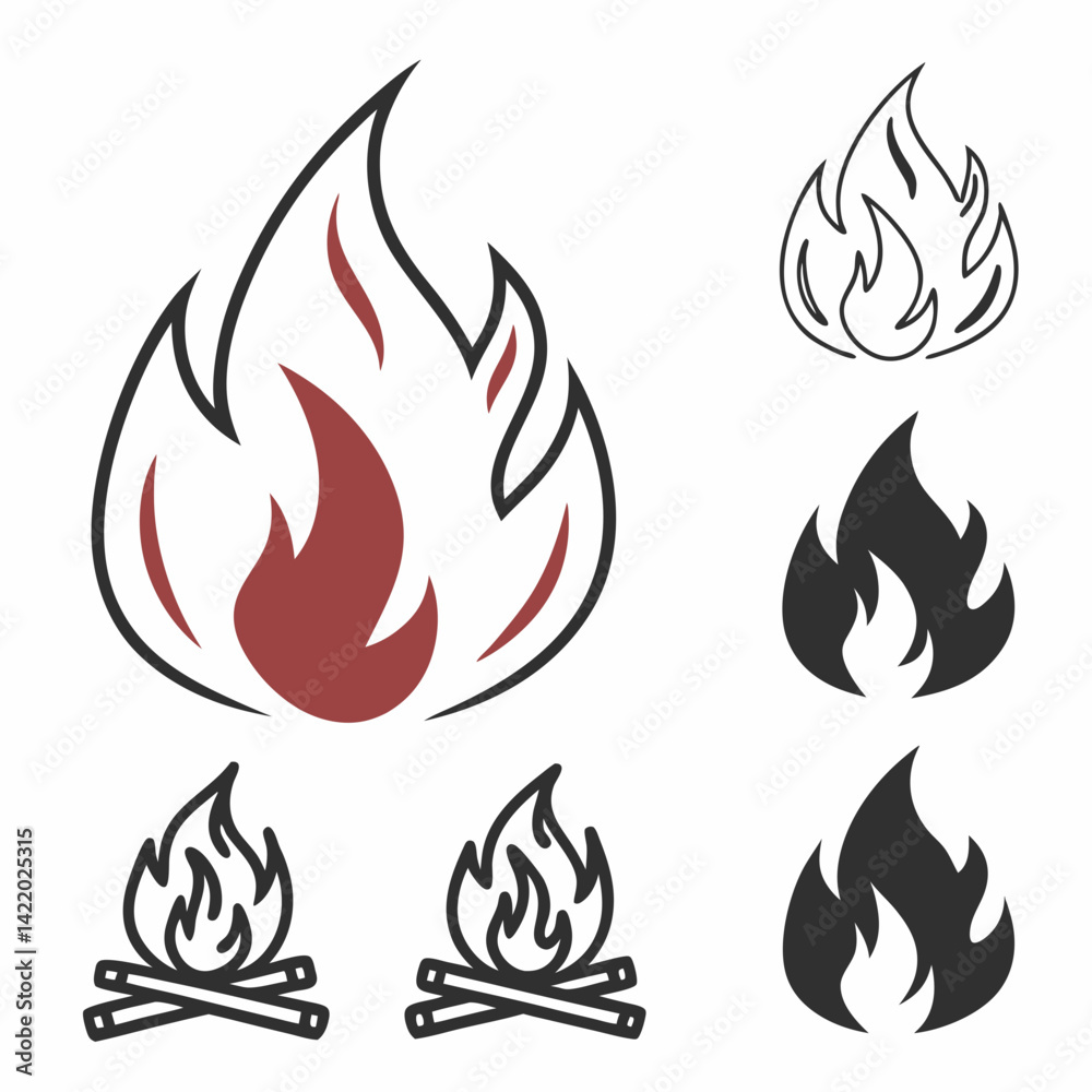 Fire icon vector. Fire flame symbol. Flame icon collection. Fire silhouette icon Fire icon vector. Fire flame symbol. Flame icon collection. Fire silhouette icon