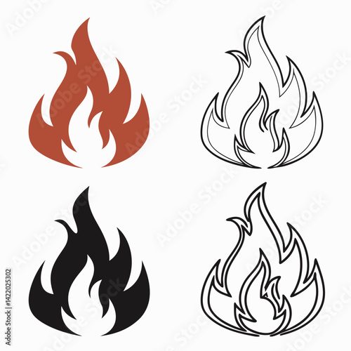 Fire icon vector. Fire flame symbol. Flame icon collection. Fire silhouette icon