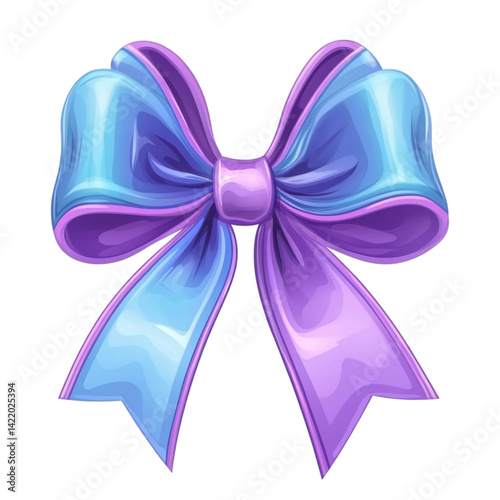 Pretty blue and purple ribbon bow isolated on black background a perfect gift decoration