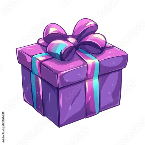Purple gift box with a big pink bow a present for you