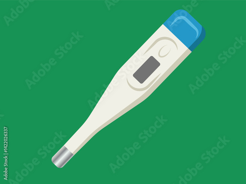Digital thermometer on a green background