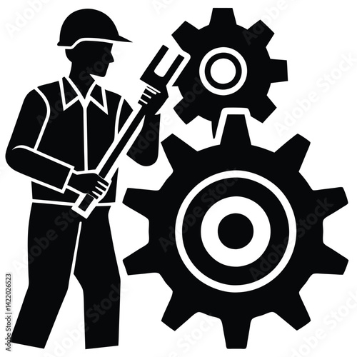  A mechanical engineer is actively working in a workshop