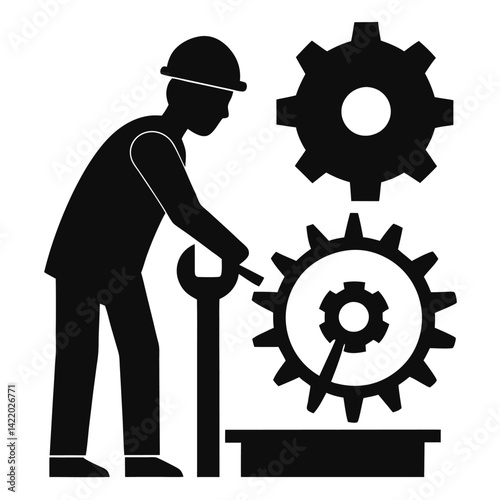  A mechanical engineer is actively working in a workshop