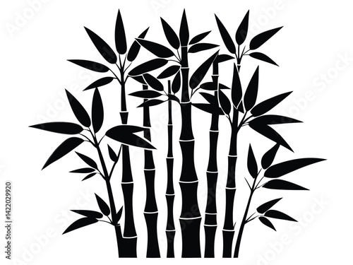 A black bamboo silhouette vector, Bamboo tree branches icon vector art
