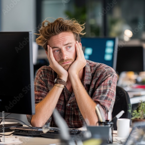 Bored Young Man at Work