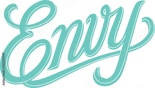 Envy - Teal Hand Lettering.