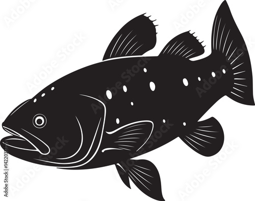 Coelacanth design Illustration vector art Prehistoric fish coelacanth wild life animal Vector Marine Coelacanth Swimming Vector Illustration