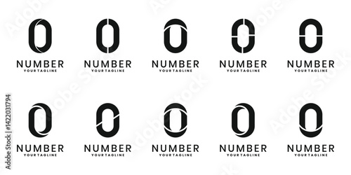 Modern number zero logo collection with abstract geometric and minimal design