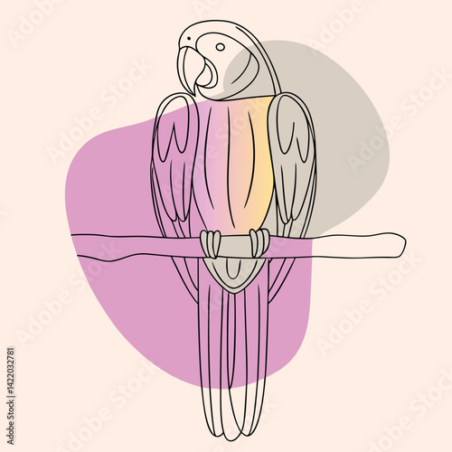  A parrot silhouette perched on a branch,