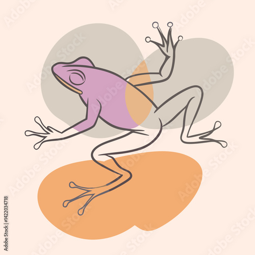 A pure black silhouette of a frog in mid-leap, with its body slightly arched and legs fully extended