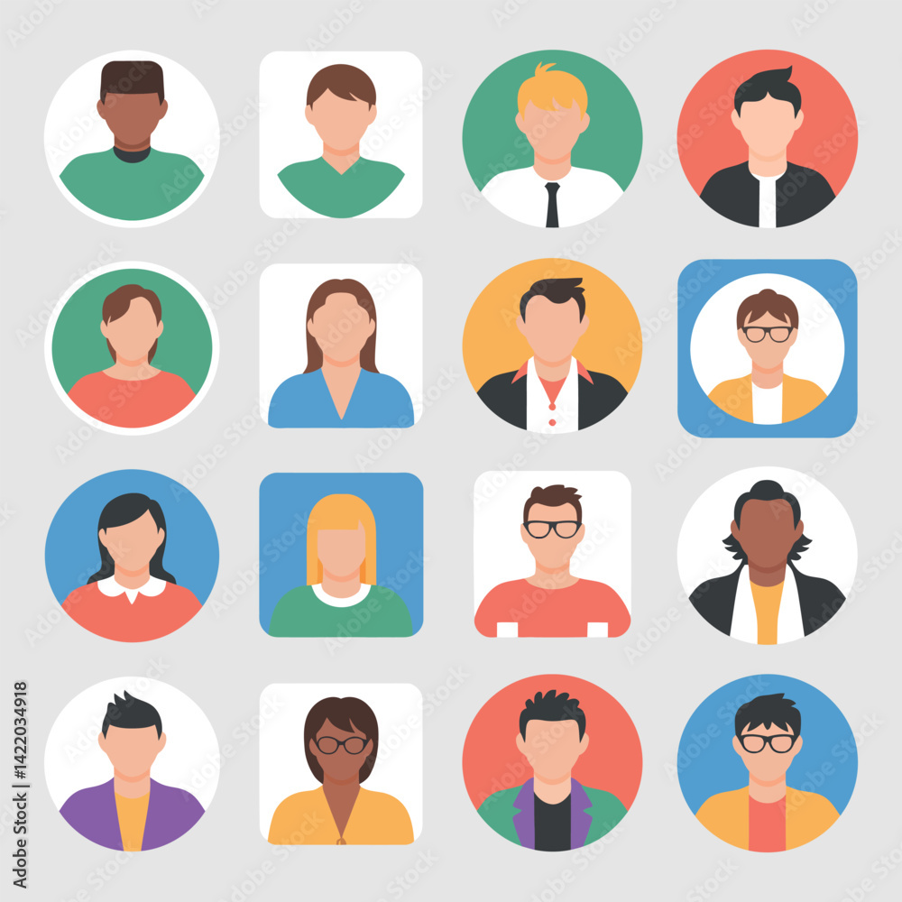 Diverse Collection Of Flat Vector Avatar Icons For Social Media And Professional User Profiles Presentation Diverse Collection Of Flat Vector Avatar Icons For Social Media And Professional User Profiles Presentation