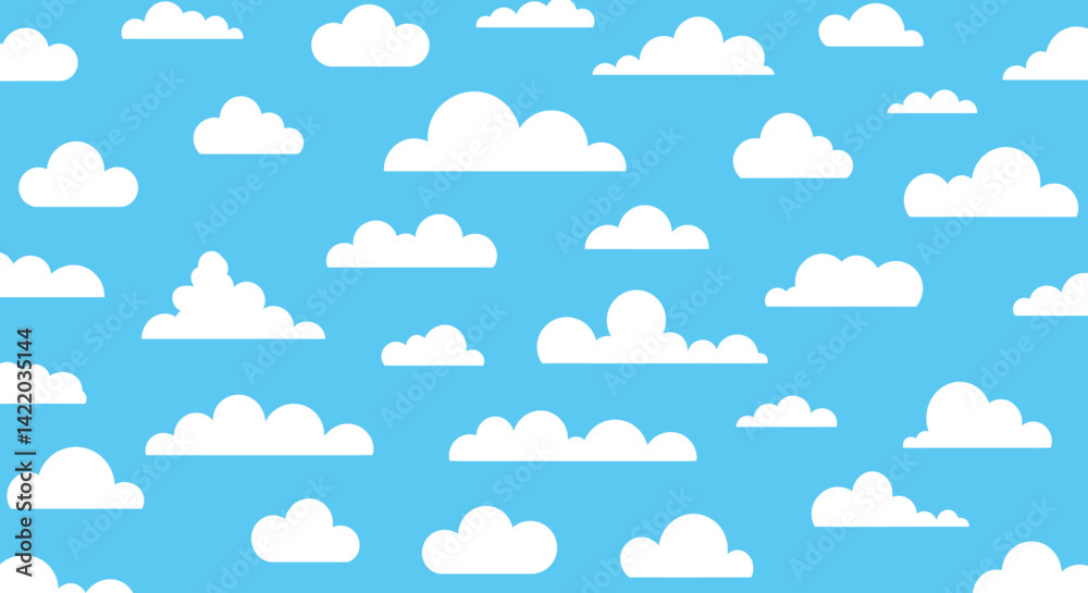 Cartoon cloud vector set. Blue sky with white clouds Cartoon cloud vector set. Blue sky with white clouds