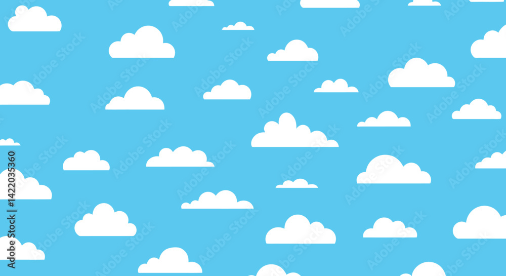Cartoon cloud vector set. Blue sky with white clouds Cartoon cloud vector set. Blue sky with white clouds