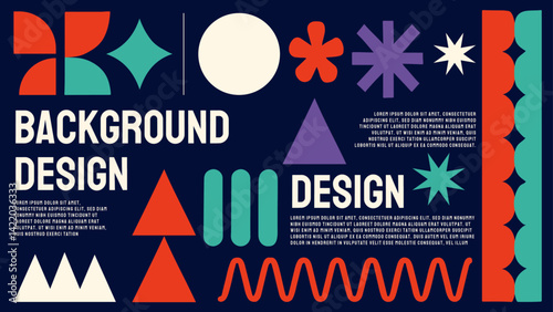 Vibrant Geometric Abstract Background in Memphis Style – Colorful Vector Pattern for Creative Design