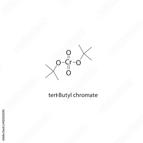 tert-Butyl chromate skeletal structure. Inorganic salt compound schematic illustration. Simple diagram, chemical formula.