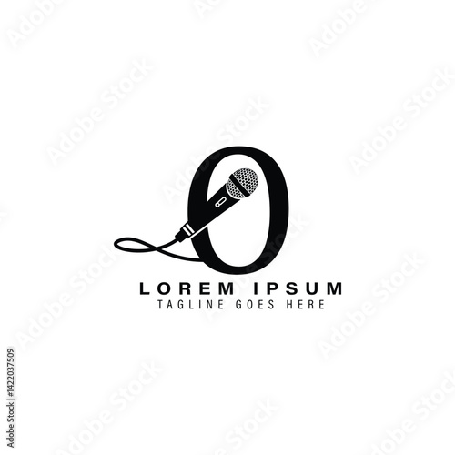 Letter O with Microphone Logo Design. Alphabet O Mic Vector Icon