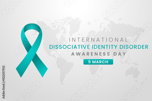 Dissociative identity disorder Awareness Month background design with teal silk ribbon.