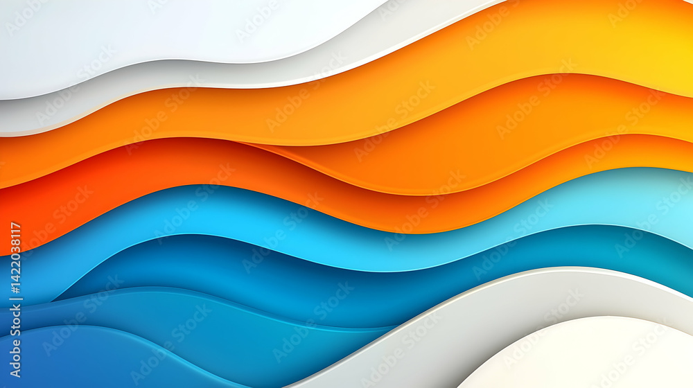 Obraz premium Abstract Background with Orange Blue White Waves