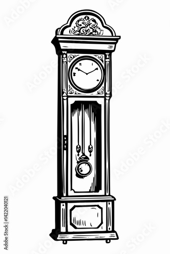 Elegant antique grandfather clock displaying traditional craftsmanship and timeless style, representing the passage of time in classic home decor.