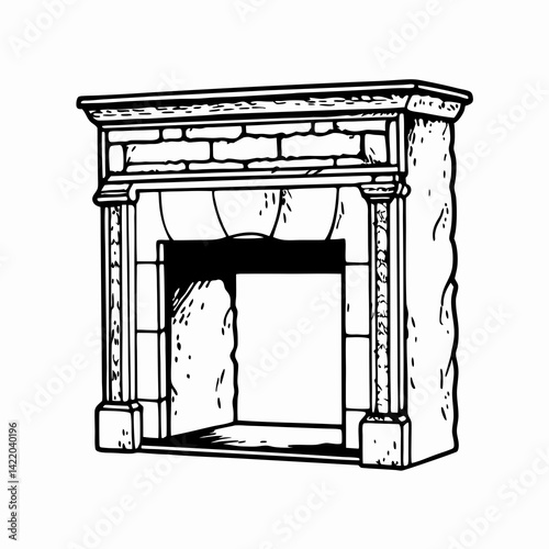 Classic stone fireplace design showcasing intricate details and warmth for cozy home decor representation