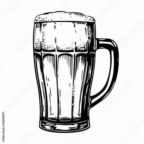 Illustration of a Glorious Beer Mug with Foamy Head Representing Celebration and Enjoyment in a Social Context
